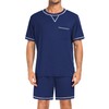 SWOMOG Men Modal Pajamas Set Comfy Sleepwear Short Sleeve Pjs