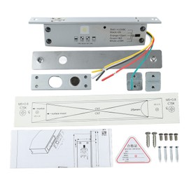 DC 12V 5 Lines Electric Bolt Lock Narrow Deadbolt Drop Bolt Door Lock with Time Delay LED Display for Door Entry Access Control Power Off Unlocking