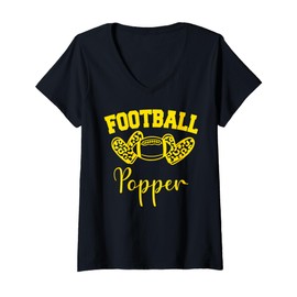 Womens American Football Popper Football Family Matching V-Neck T-Shirt