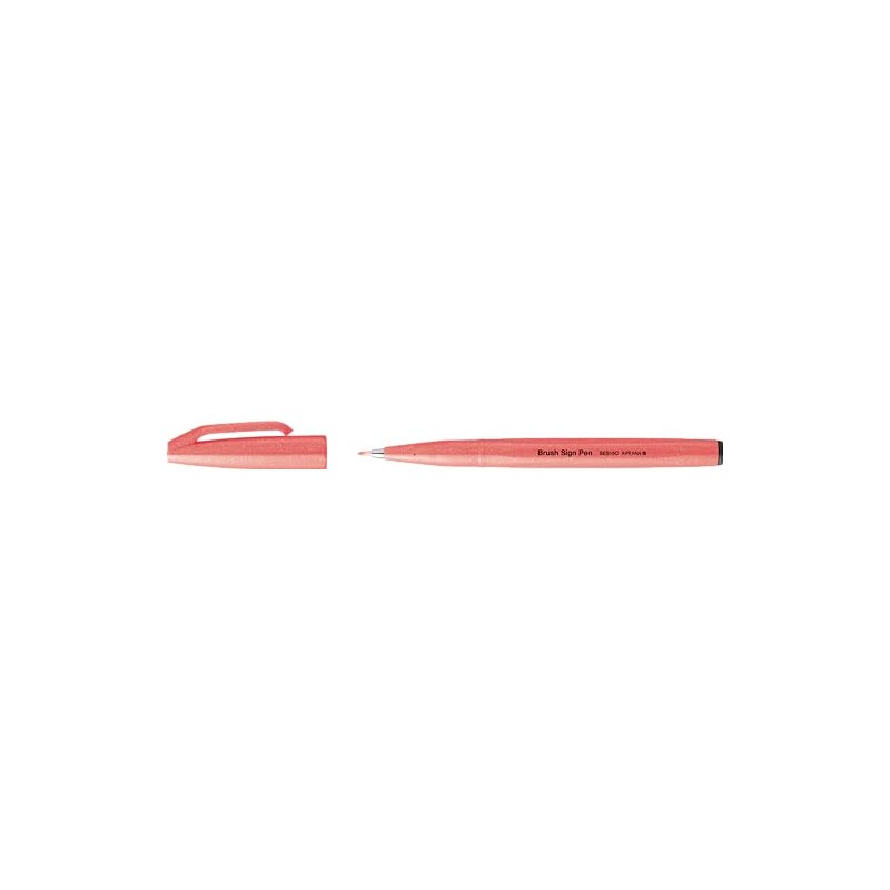 Pentel SES15C-FBX Brush Sign Pen Neon Red, Fibre Pen, Brush-like