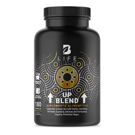 Up Blend de 180 Cápsulas. Ingredientes naturales: Café Verde, Carnitina, Té Verde, Guaraná, Cetonas De Frambuesa y Cayena. Up Blend B Life.