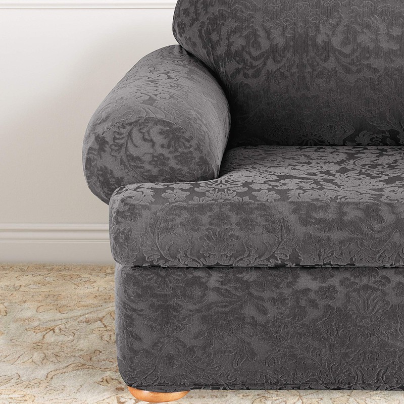 SureFit Home Décor SF41458 Stretch Jacquard Damask T-Cushion Chair Cover,