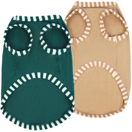IKIPUKO 2 Pack Medium Dog Shirts Sleeveless Dog Vest Set Dog Tshirt Soft Dog Clothes Pullover Dog Sweatshirt Lightweight Dog Tank Top for Medium Dogs Boy Girl, Chihuahua, Shihtzu, Cats, GreenKhaki M