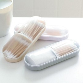 Bathroom Cotton Swab and Cotton Pad Storage Case, Toothpick Holder, Interior Decor Item Gray 2ea