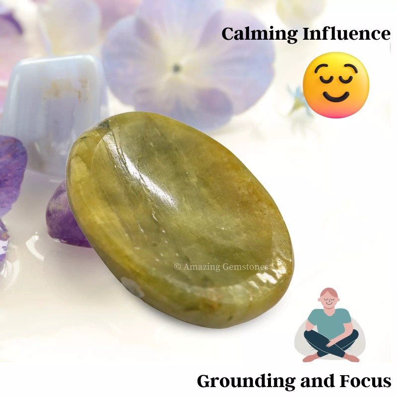 Yellow Aquamarine Thumb Worry Stone