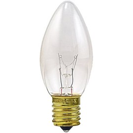 Halco #7050 7C9/CL/N Clear 7 watt C9 Xmas Lamp, Intermediate (E17) Base, 40 lumens, 3,000hr Life, 130 Volt
