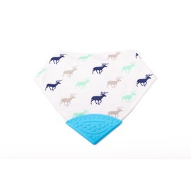 V&D HOME - Baby and Toddler Dribble Bib with Teether | 0-18 month Teething Bibs for Baby and Toddler | 100% BPA & Pthalate Free | Bandana bib with teether | 4 Pack (Multi Blue)