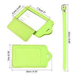 sourcing map Luggage Tag PU Holders, 12x7cm Baggage Label Identifier with Straps for Backpack Travel Bag Suitcase, Green Pack of 2