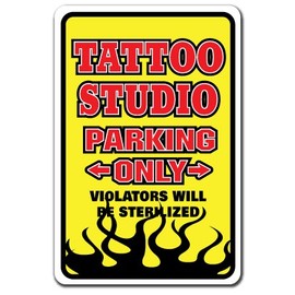 Tattoo Studio Novelty Sign | Indoor/Outdoor | Funny Home Décor for Garages, Living Rooms, Bedroom, Offices | SignMission Tattoos Art Gift Parlor Studio Artist Sign Wall Plaque Decoration