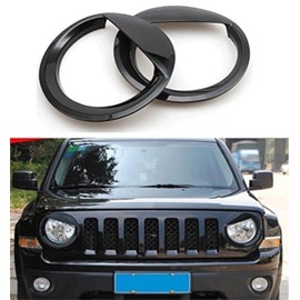 Bolaxin for Jeep Accessories Bezels Front Light Headlight Angry Bird Style Trim Cover ABS Compatible with Jeep Patriot 2011-2017 Model Mods Decor (Black)