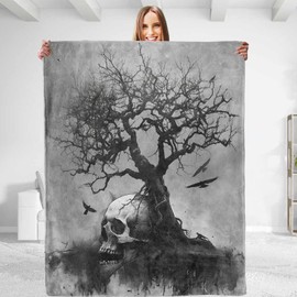 dhakalrlde for Skull Blanket - Ultra Soft Plush Flannel Throw Blanket, Lightweight&Warm, Fuzzy for Couch, Bedroom, Travel, Outdoor, Cozy & Comfy for All 80in×60in