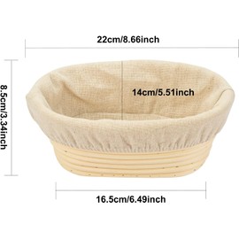 4PACK 8 inch Oval Bread Proofing Basket Banneton Bread Dough Proofing Rising Rattan Basket & Liner for Baking Bread Making