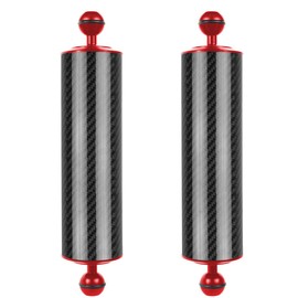 FEICHAO 2 x D60 mm 10/12 Inch Buoyancy 447 g / 550 g Underwater Diving Photography Carbon Fibre Lamp Arm Handheld 1 Inch Double Ball Head Improved Version (10 inch Red)