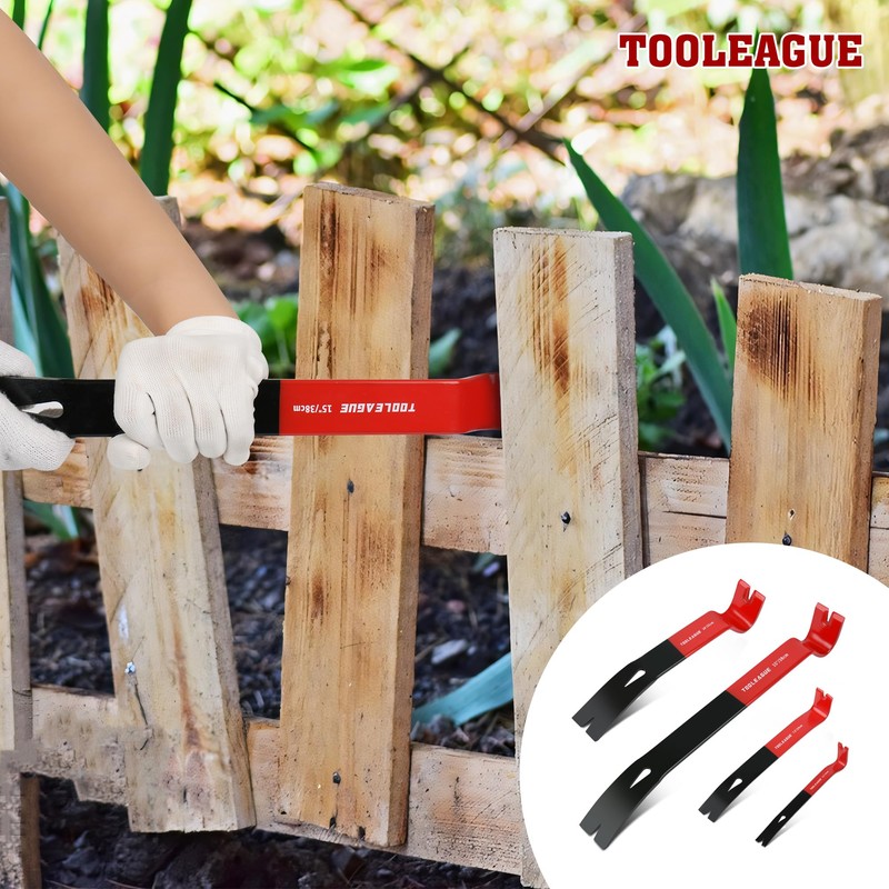 TOOLEAGUE 4Pcs Flat Pry Bar Set,5-1/2",7-1/2",10",15" Utility Heavy Duty Crow