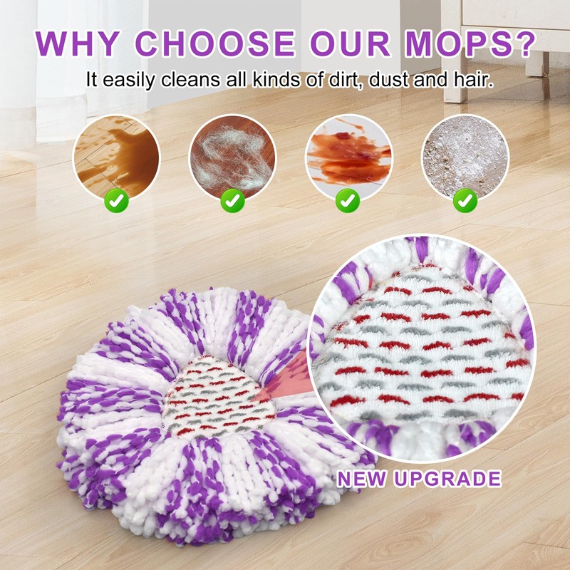 DLAIMI Mop Combo Set 2 PCS Mop Head Replacement Microfiber+1