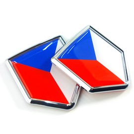 Newperlite Czech Republic Flag Decal Sticker Car Emblem Czechia Flag Car Decoration Accessories Chrome Shield for Truck Vehicles Cars, 2 Pack