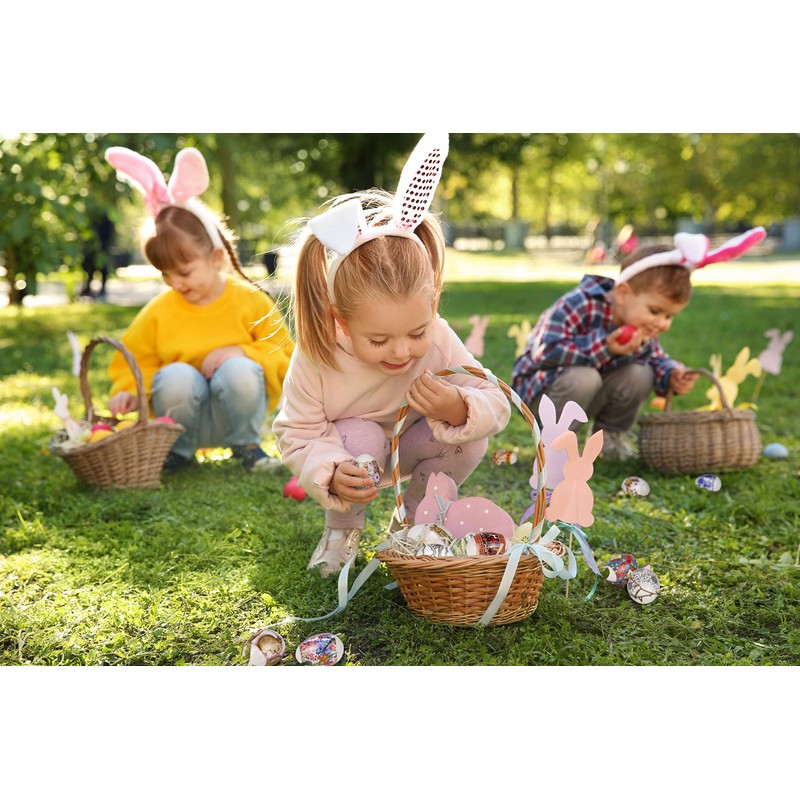 12 Wooden Easter Eggs Hand Painted with Hanger Handmade from