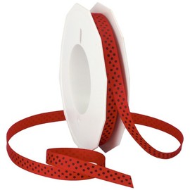 Morex Ribbon Swiss Dot Polyester Grosgrain Ribbon, 3/8-Inch by 20-Yard Spool, Red/Black Dots