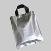 PE Tough Handle Fancy Bag, Silver, 26x32cm with 6cm Side Gusset 100 Count