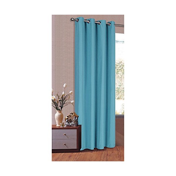Opaque Curtain with Eyelets Microsatin 245 x 140 cm Turquoise