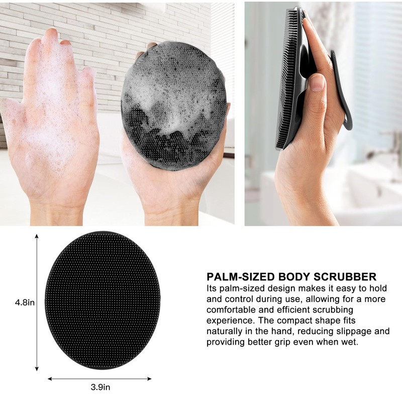 INNERNEED Soft Silicone Body Scrubber Handheld Shower Cleansing Brush, Gentle