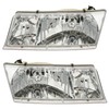 TRQ 2 Piece Headlight Assembly Set Chrome Bezel Driver &