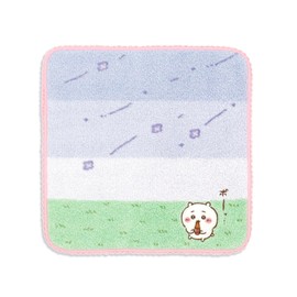 Chiikawa 41-1250080 Towel Handkerchief, Pink, Lace, No Twist Yarn, Approx. 9.8 x 9.8 inches (25 x 25 cm)