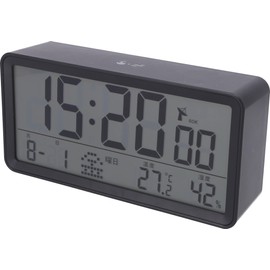 Fuji Boeki Radio-controlled Digital Table Clock, Large, Black 60693