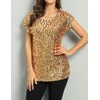 PrettyGuide Women's Evening Tops Sparkle Shimmer Glam Sequin Blouse Gold