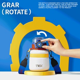 TKK Kids Insulated Water Bottle with Straw 20oz Vacuum Insulated Stainless Steel Metal Thermos Bottles Double Wall| Reusable Leak Proof BPA-Free for School