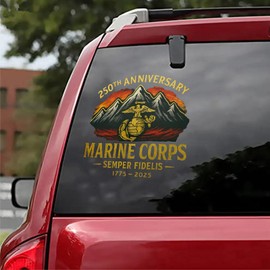 Marine Corps 250th Anniversary Deca,Car Sticker 11.8 x11.8in Auto Decal Car Window Stickers 3D Car Decal for Car Windows Car Bodies Laptops Wall Stickers (C)