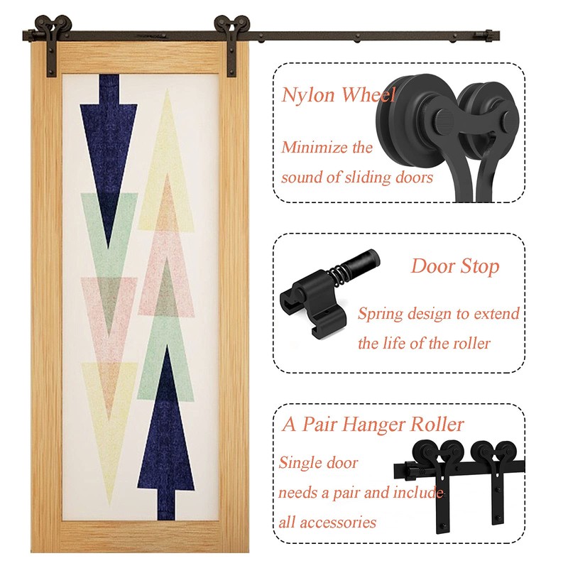 TOIMIOTIOM Sliding Barn Door Hardware Kit 8FT Sliding Rail Track
