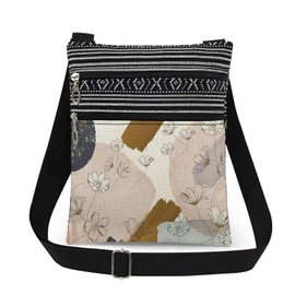 XiaoGalaee Floral Print Crossbody Bag Outdoor Travel Women Adjustable Shoulder Strap Messenger Bag Men Crossbody Purse Floral Lovers Gift Birthday Sweet Gift for Sister Adult