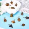 Magibeads 12Pcs Tiger Eye Gemstone Charms Cross Star Moon Teardrop