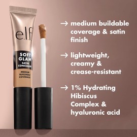 e.l.f. Soft Glam Satin Concealer, Medium Coverage For Blemishes & Under-Eye, Crease-Resistant, Long Lasting, Vegan & Cruelty-Free, 11 Fair Neutral