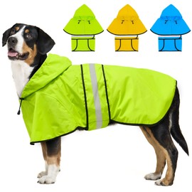 Dolitego Dog Raincoat - Reflective Dog Rain Coat, Waterproof Dog Jacket, Adjustable Dog Rain Jacket with Hoodie, Lightweight Dog Poncho Slicker for Small Medium Large Dogs (X-Large, Green)