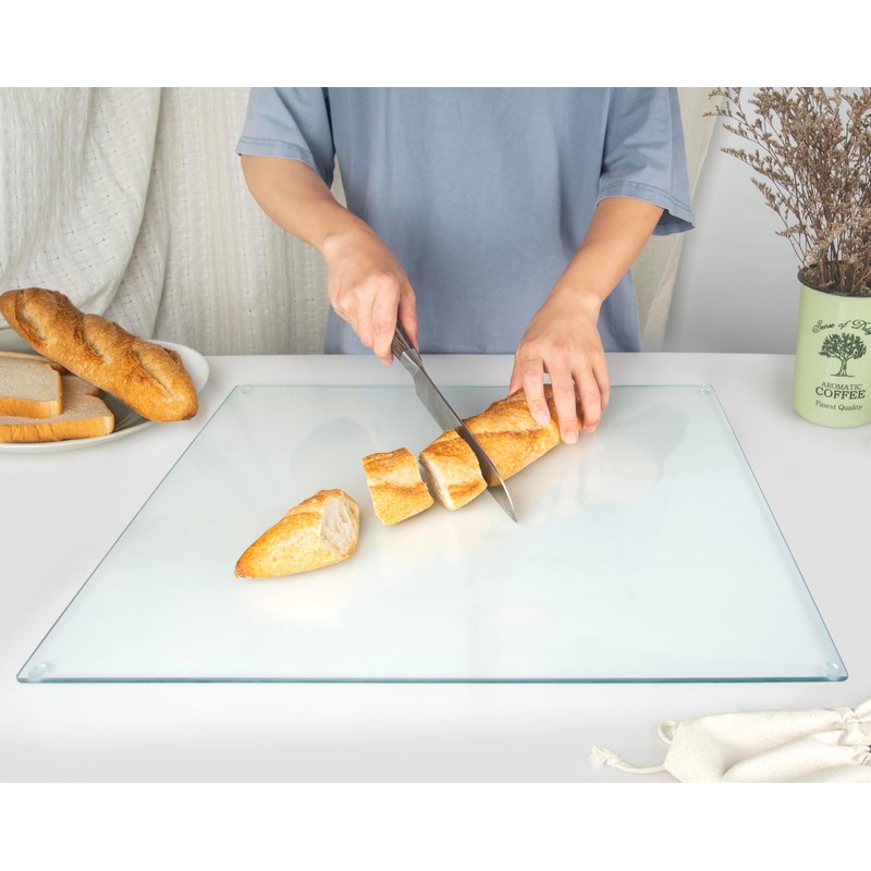 Kitchenville Glass Cutting Board 20”x16”: Tempered Glass Kitchen Counter Protector