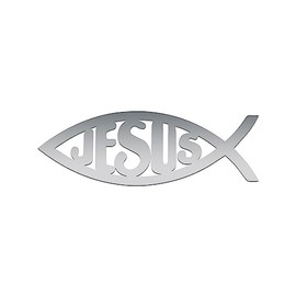 Jesus Christian Fish Sticker Vinyl Decal Notebook Car Window Laptop 5" x 1.5" (Silver)