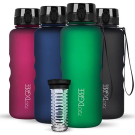 720°DGREE 'uberBottle' softTouch Water Bottle 1.5 L + Fruit Container, BPA-Free, Water Bottle for Gym, Fitness, Outdoor, Hiking, XL Tritan Sports Bottle: Large, Lightweight, Shockproof, Reusable