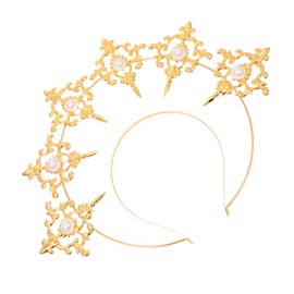 Uonlytech Scarlet Witch Headpiece Angel Bridal Gold Headband, Angel Headband Retro Goddess Hair Band Wedding Headpiece for Women Girls Bridal Crowns