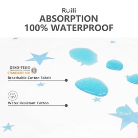 RUILI Waterproof Diaper Changing Pad for Baby, Soft Cotton Reusable Changing Pad Liner, Portable Absorbent Change Mat for Girls Boys Women (1 Pack, Blue Star)