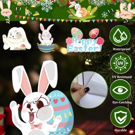 Nouiroy Rabbit Peeking Sticker Funny Bunny Peeker Car Decal Self-Adhesive Easter Bunny Sticker Holiday Decoration Sticker for Cars Windows Bumpers Computer Laptop (Hitting Glass Bunny)