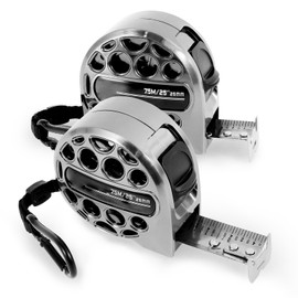 Tape Measure 25FT, 2 Pack Stainless Steel Measuring Tape with Double-Sided Scale Retractable Waterproof Measurement Tape Ruler with Fraction Markings for Industrial Carpenter Household