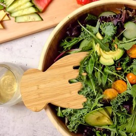 Wooden Salad Servers,Salad Hands,Wood Salad Tongs for Serving, Great for Tossing and Serving Salad, Pasta and More（2 Pcs）