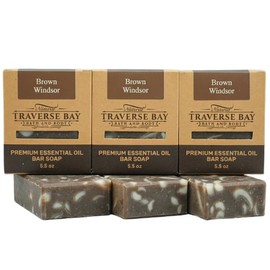 Brown Windsor, all natural handmade cold process soap, essential oil soap. 3 bar pack 15 + oz.