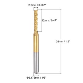 sourcing map 10Pcs 2.2mm Titanium Coat Carbide End Mill Engraving Milling Cutter CNC Router Bits for PCB Machine, 1/8" Shank
