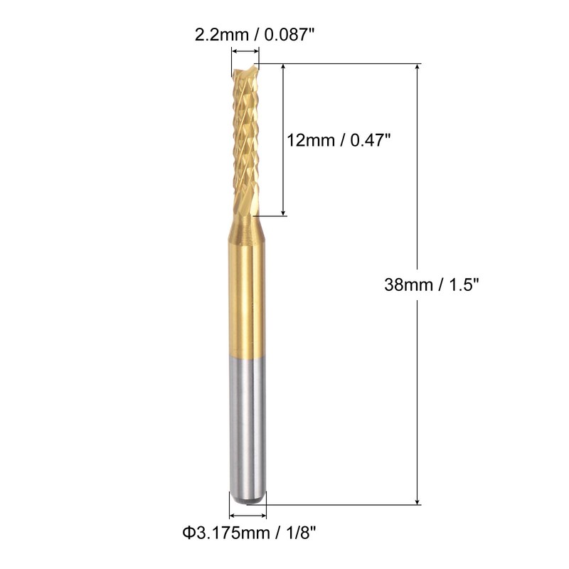 sourcing map 10Pcs 2.2mm Titanium Coat Carbide End Mill Engraving