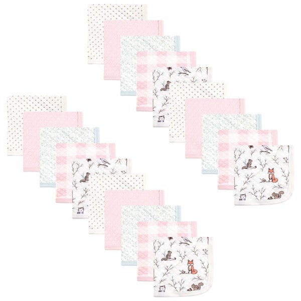Hudson Baby Unisex Baby 20Pc Quilted Cotton Washcloths, Enchanted Forest,