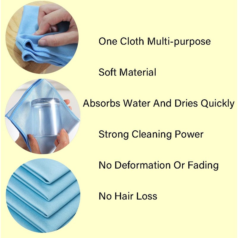 6-Pack Microfiber Cleaning Cloths, 16x16 Inch, Lint-Free for Windows, Glasses,