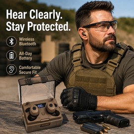 Bluetooth Electronic Shooting Earbuds for Range Use – Rechargeable In-Ear Hearing Protection with Charging Case